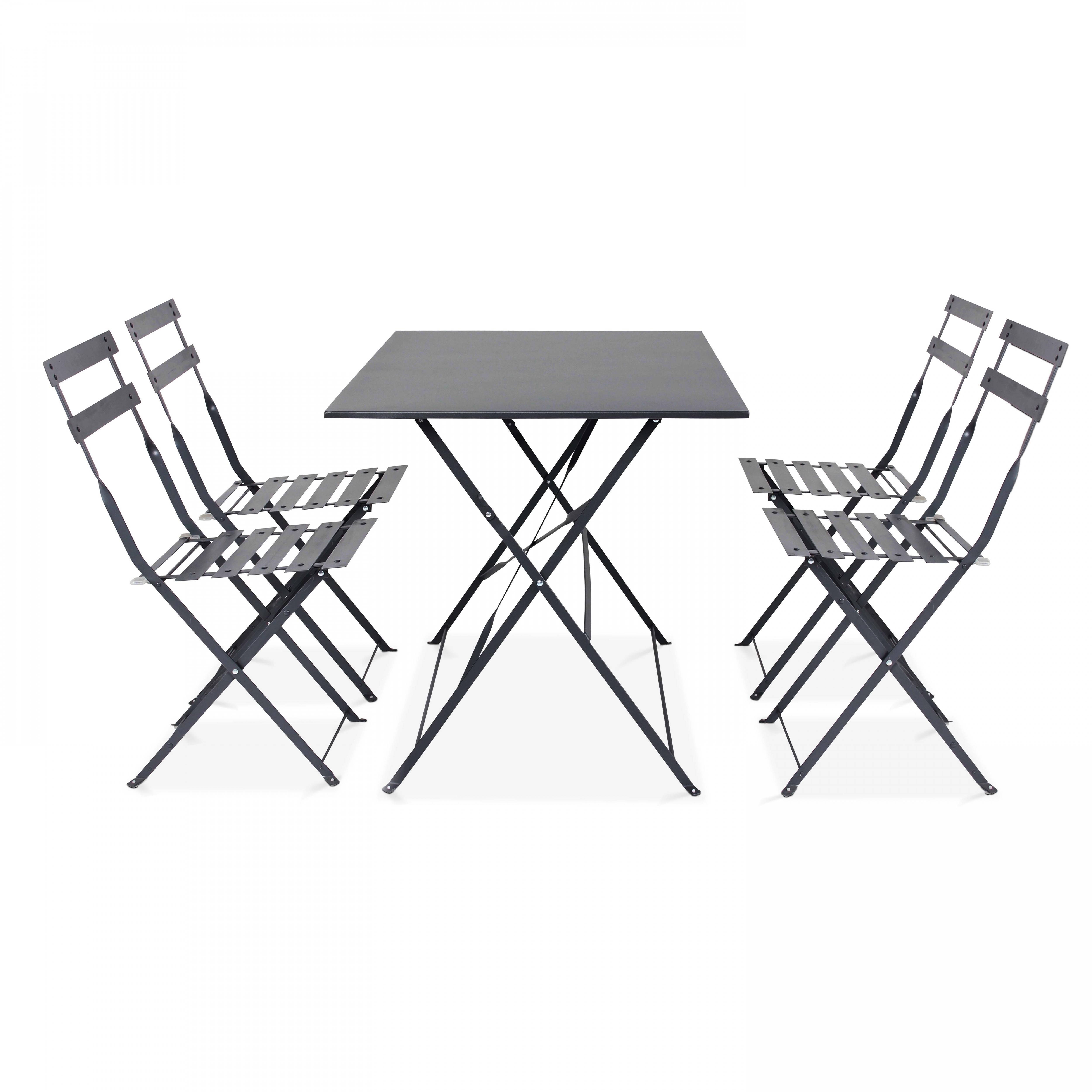 Oviala - Table de jardin pliante acier gris 4 places Rome - Oviala - Imagen 5
