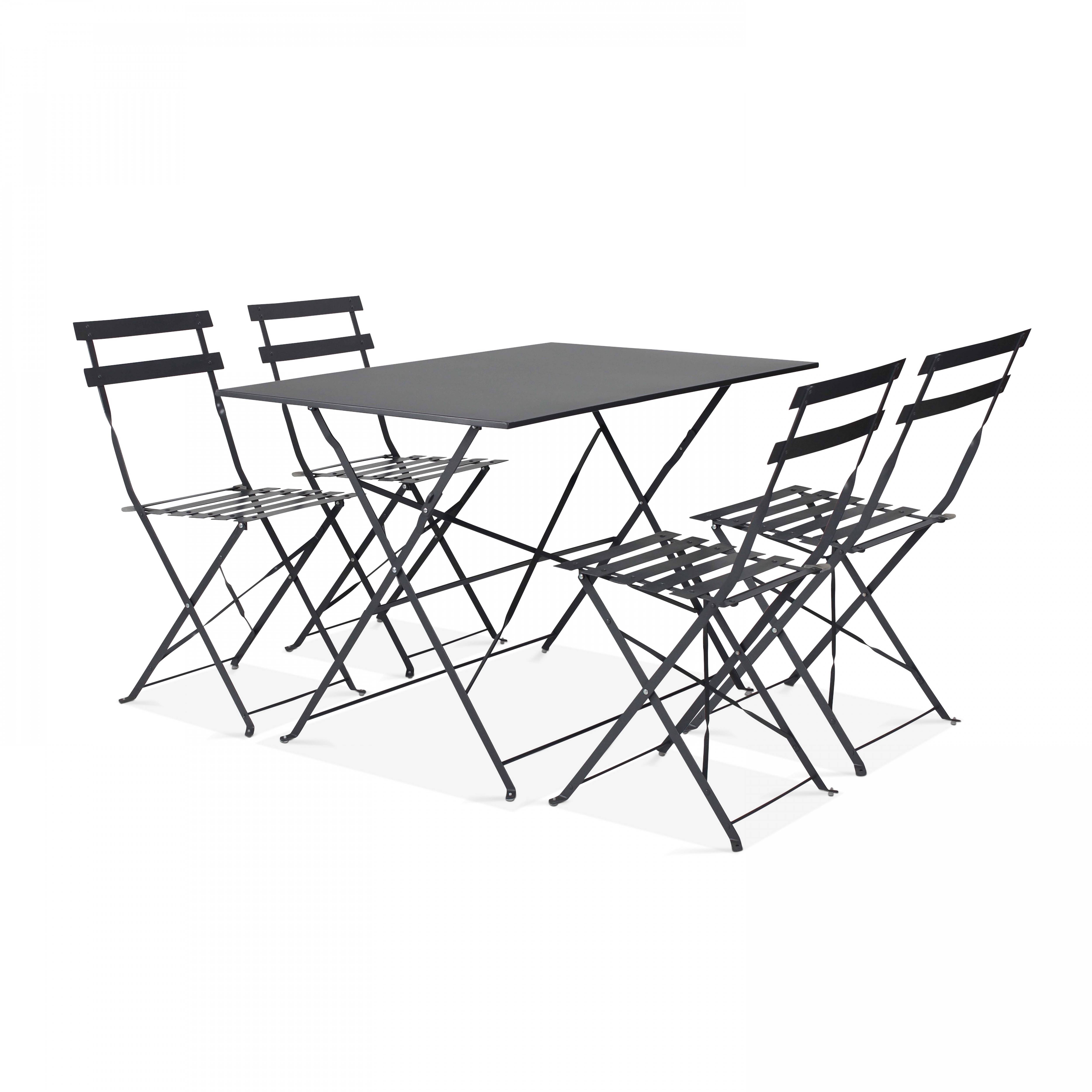 Oviala - Table de jardin pliante acier gris 4 places Rome - Oviala - Imagen 4