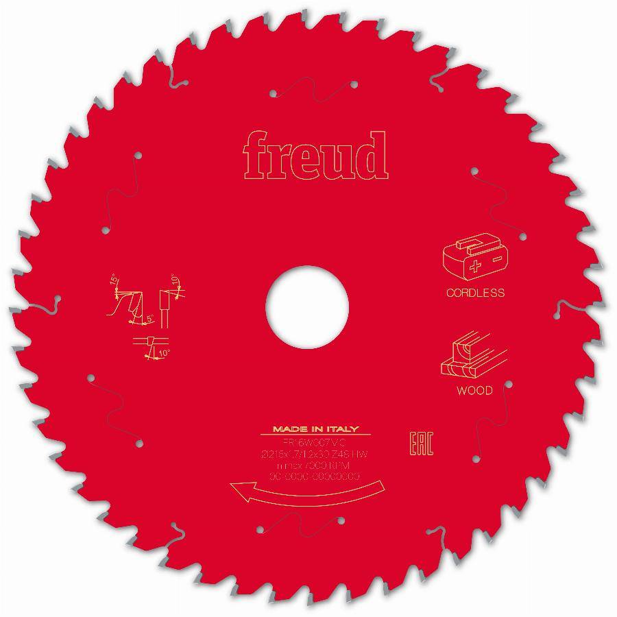 Lame pour scie circulaire portative sans fil FREUD - Ø216 1,7/1,2 AL30 Z48 BA 5° - F03FS10062 -FR16W007MC - Imagen 1