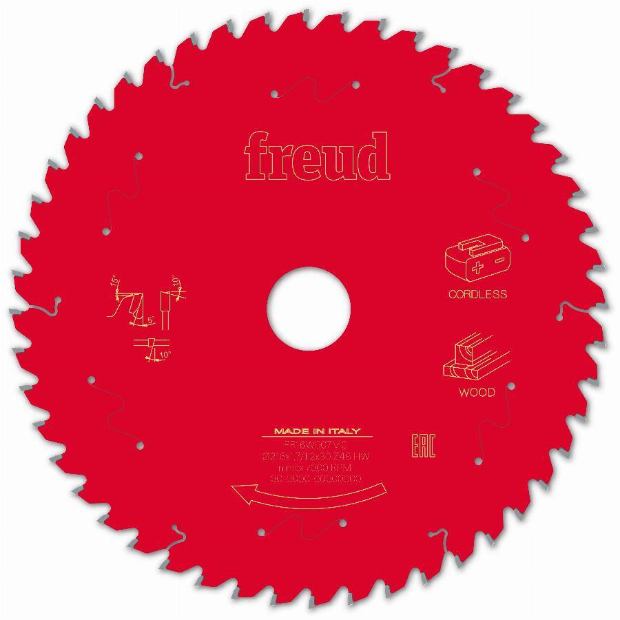 Lame pour scie circulaire portative sans fil FREUD - Ø216 1,7/1,2 AL30 Z48 BA 5° - F03FS10062 -FR16W007MC - Imagen 2
