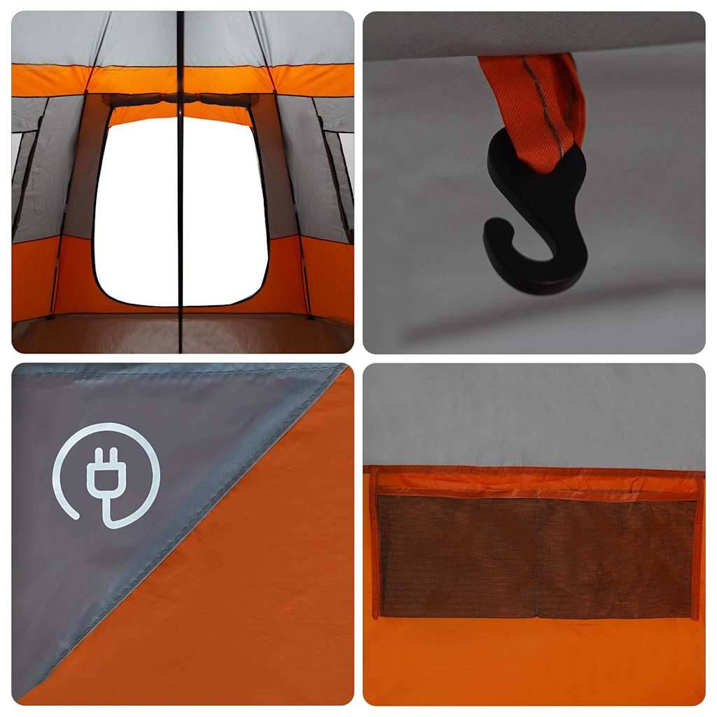 Abri de Camping Familial Type Cabane Polyester Résistant au Vent et Pluie Gris Orange 500x500x294 cm – ComfortXL Outdoor Living - Image 6