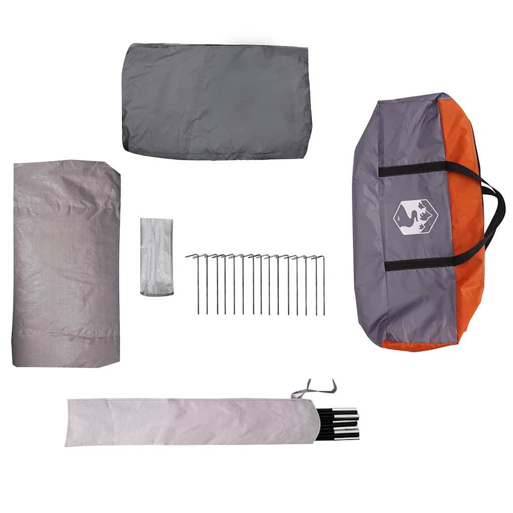 Abri de Camping Familial Type Cabane Polyester Résistant au Vent et Pluie Gris Orange 500x500x294 cm – ComfortXL Outdoor Living - Image 5