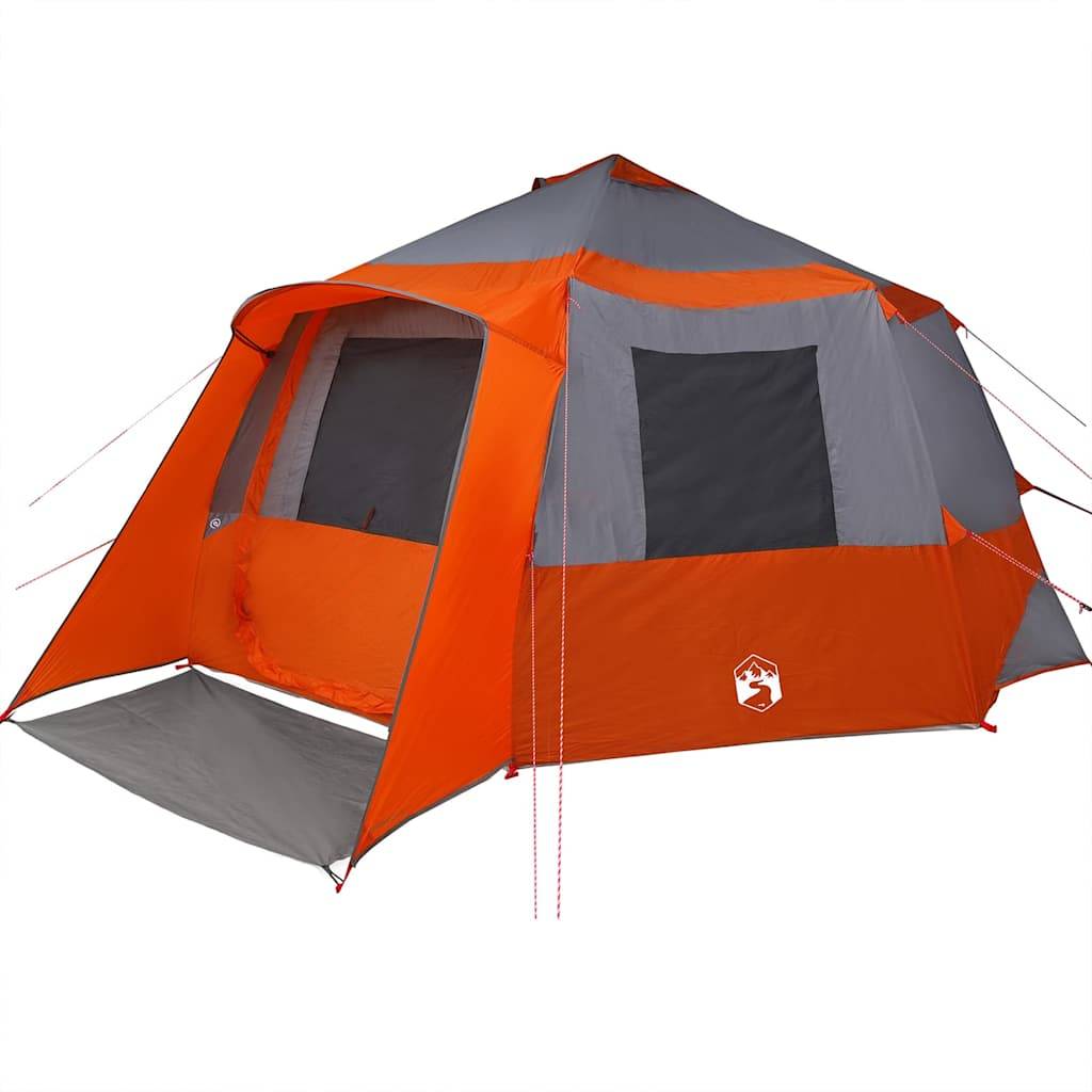 Abri de Camping Familial Type Cabane Polyester Résistant au Vent et Pluie Gris Orange 500x500x294 cm – ComfortXL Outdoor Living - Image 4