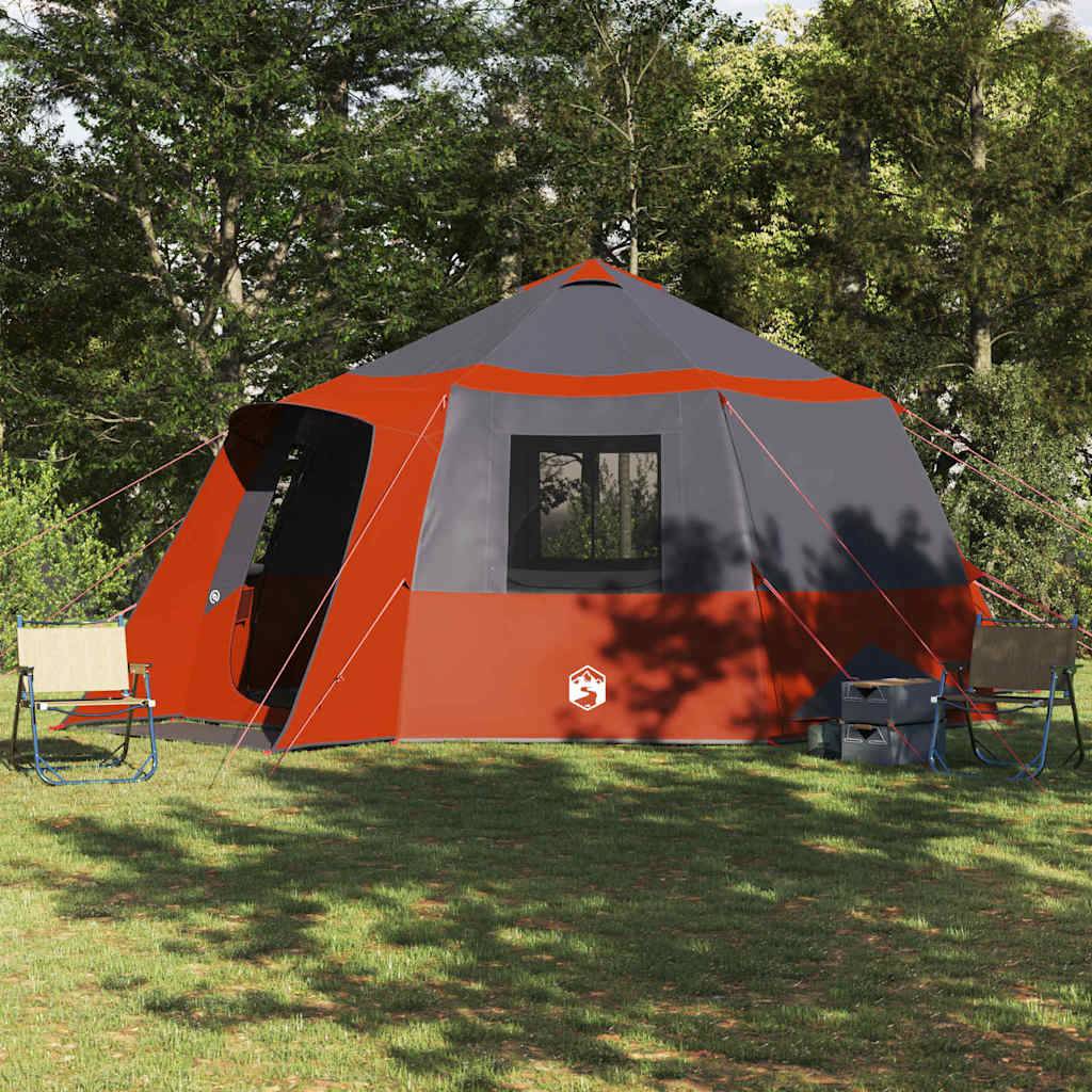 Abri de Camping Familial Type Cabane Polyester Résistant au Vent et Pluie Gris Orange 500x500x294 cm – ComfortXL Outdoor Living - Image 1