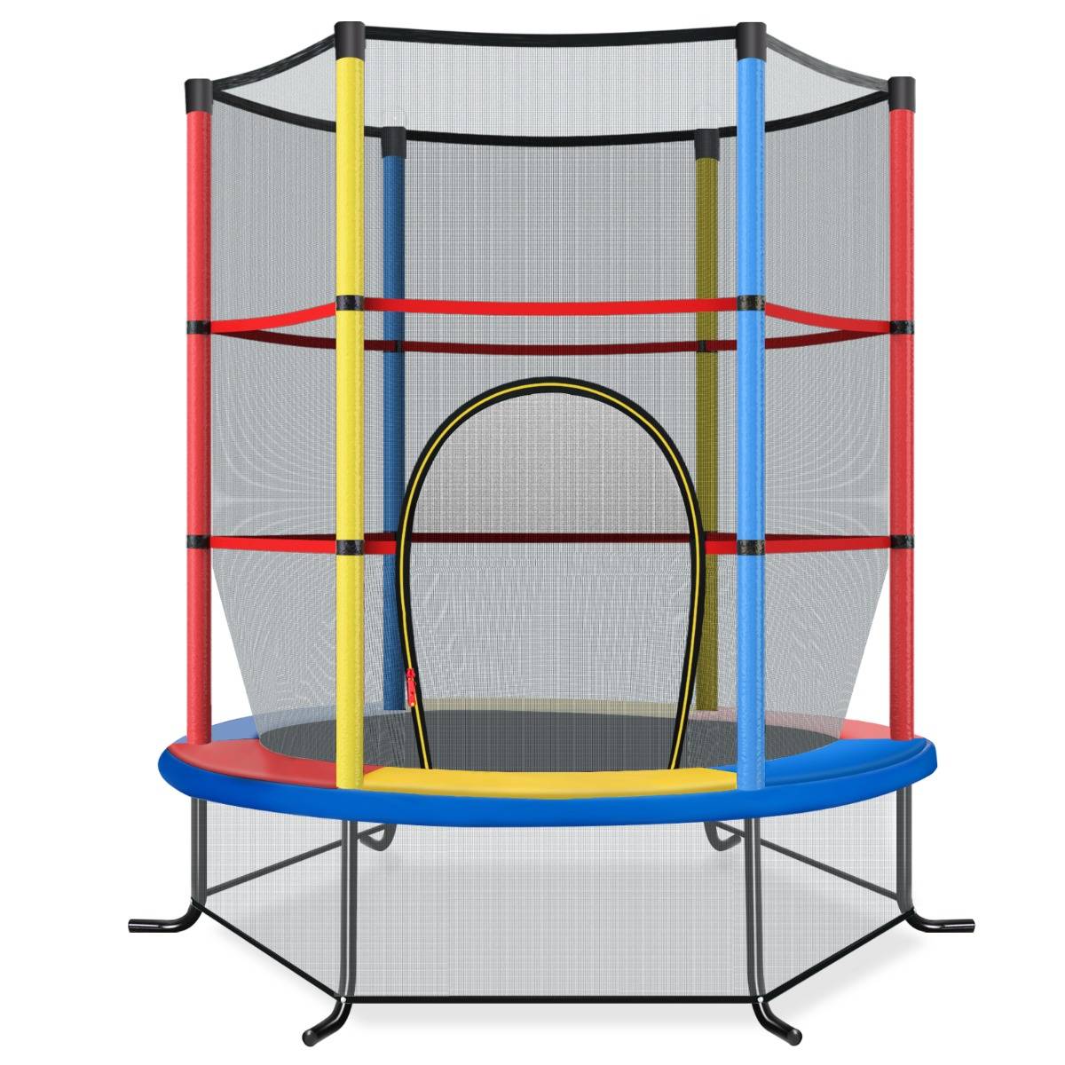 Trampoline de Jardin pour Enfants Ø165CM avec Filet de Protection Appuis de Ressorts et Structure en Acier Coloré F407R - Image 1