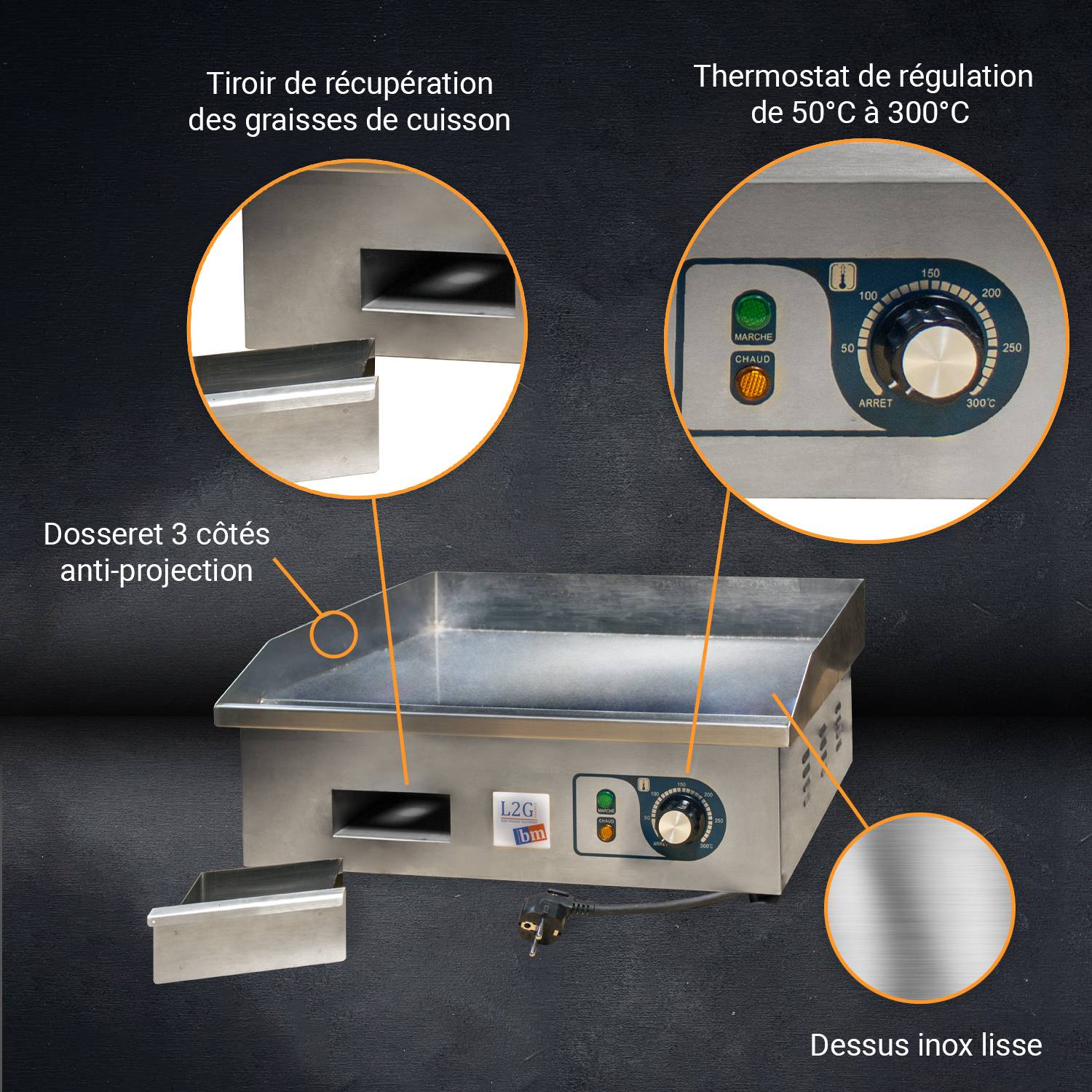 Plancha à snacker électrique Dessus Inox - L2G - Image 2