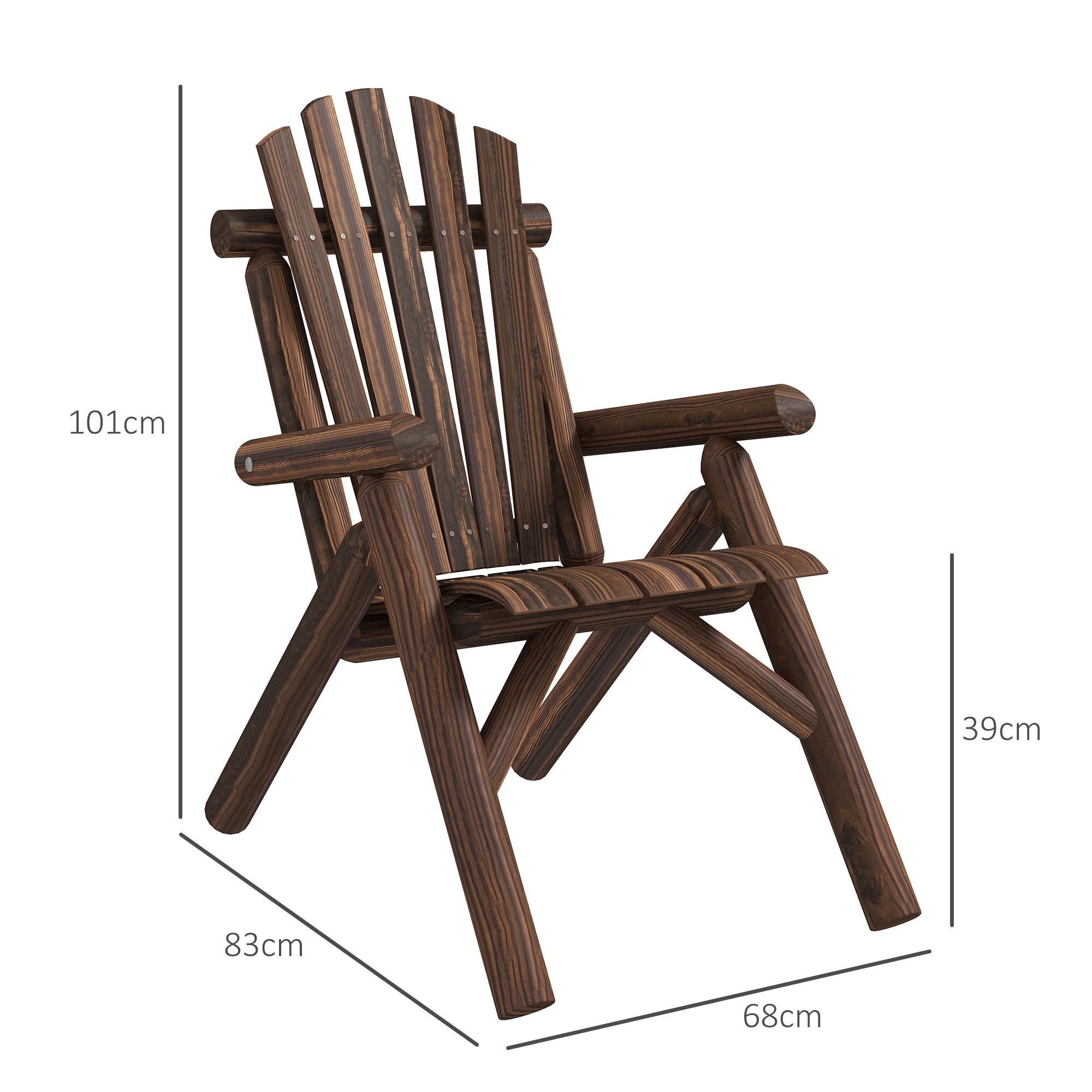 Fauteuil Adirondack bois sapin jardin terrasse dossier ergonomique brun foncé 83x68cm - ComfortXL Outdoor Living - Image 3