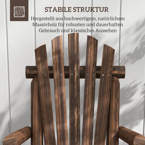 Fauteuil Adirondack bois sapin jardin terrasse dossier ergonomique brun foncé 83x68cm - ComfortXL Outdoor Living - Image 4