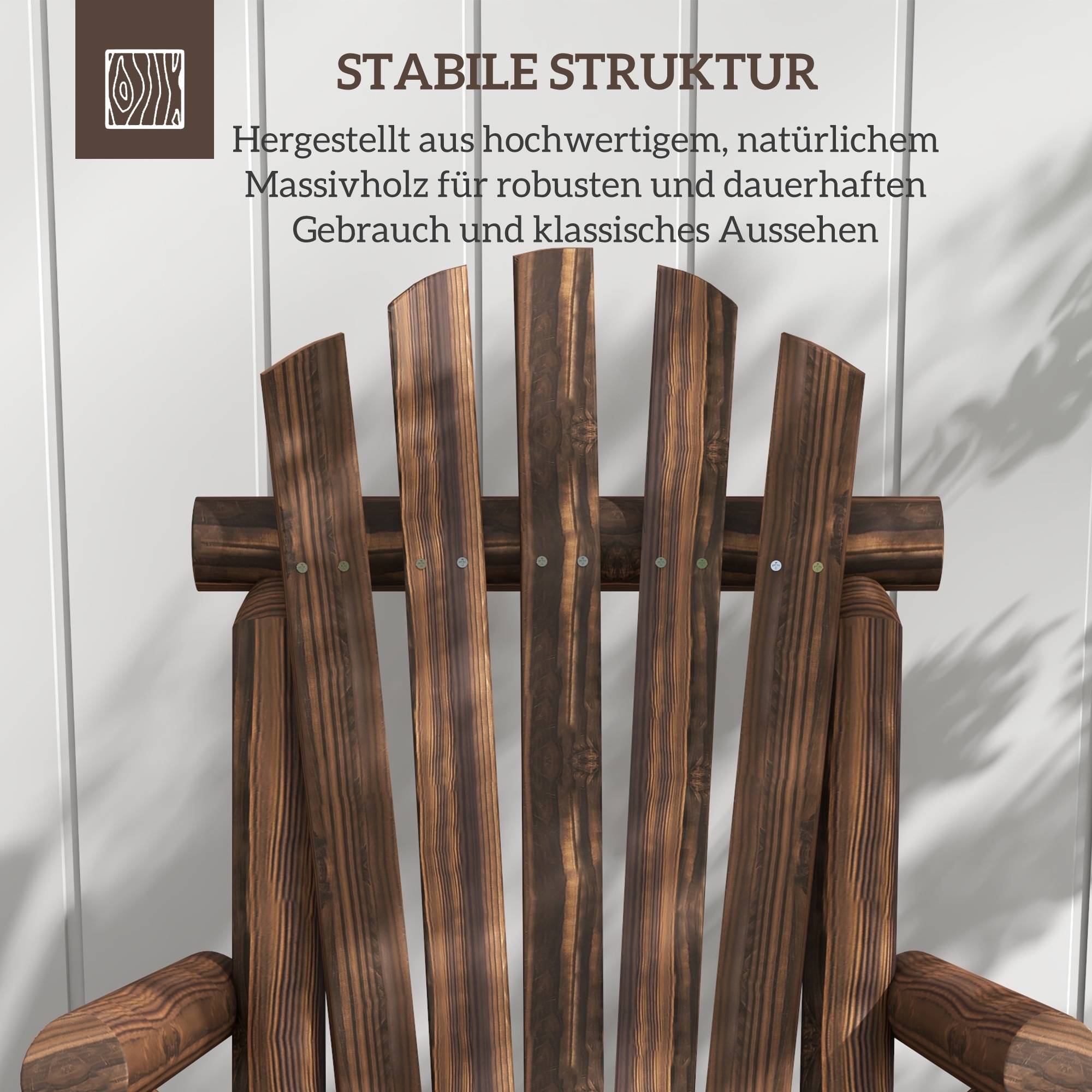 Fauteuil Adirondack bois sapin jardin terrasse dossier ergonomique brun foncé 83x68cm - ComfortXL Outdoor Living - Image 4