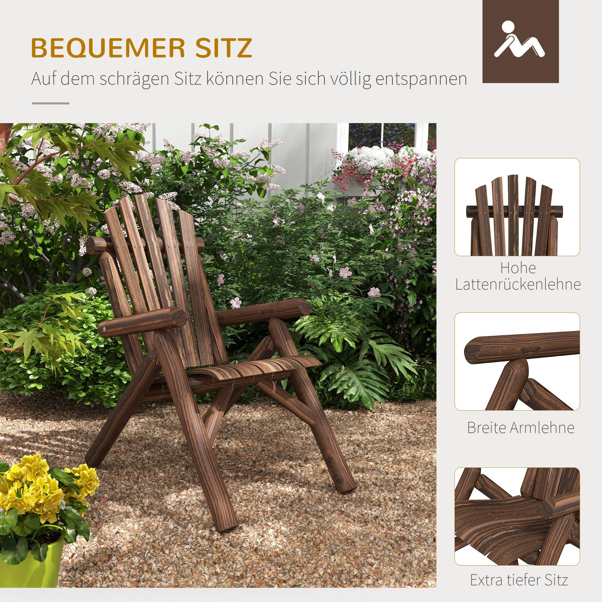 Fauteuil Adirondack bois sapin jardin terrasse dossier ergonomique brun foncé 83x68cm - ComfortXL Outdoor Living - Image 5