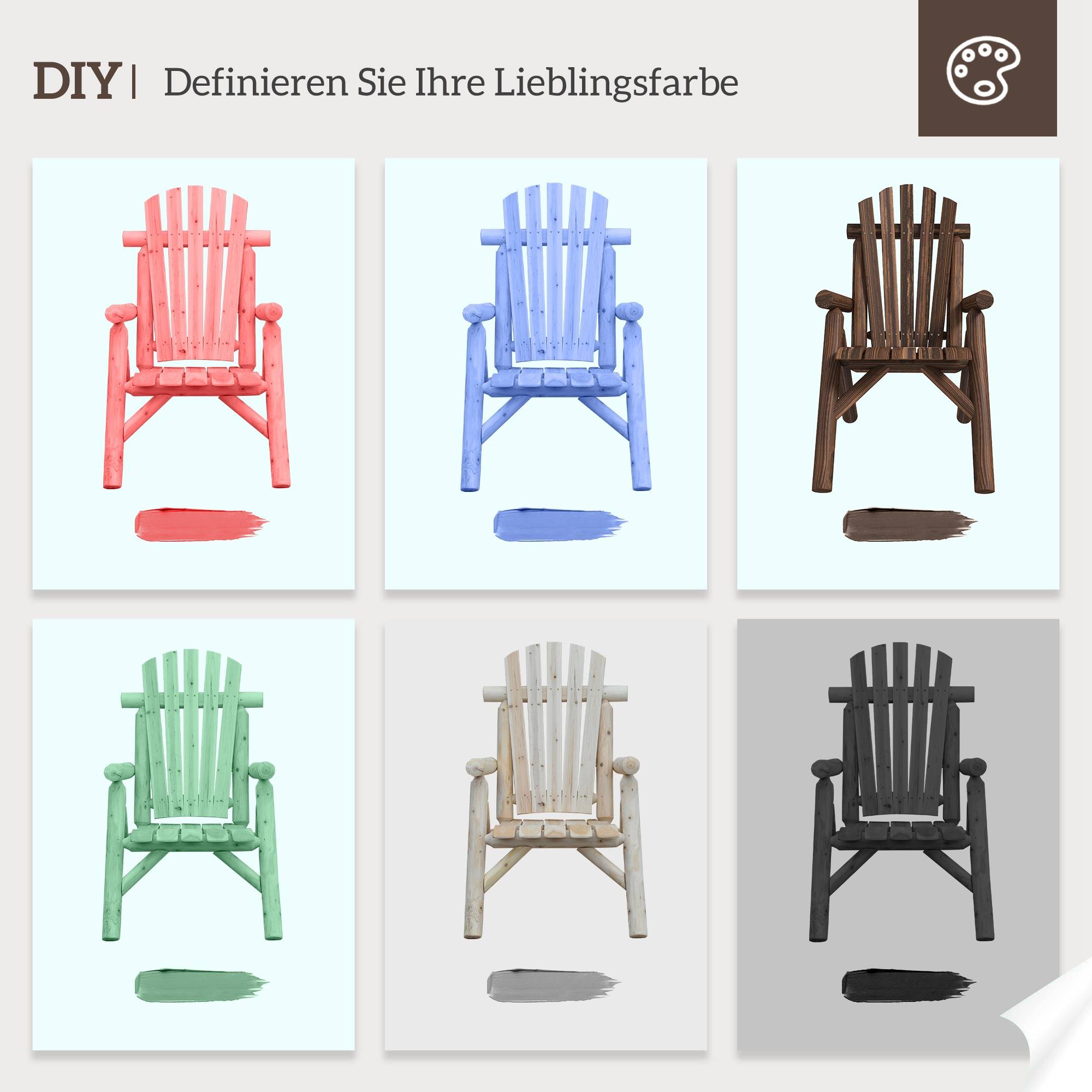 Fauteuil Adirondack bois sapin jardin terrasse dossier ergonomique brun foncé 83x68cm - ComfortXL Outdoor Living - Image 6