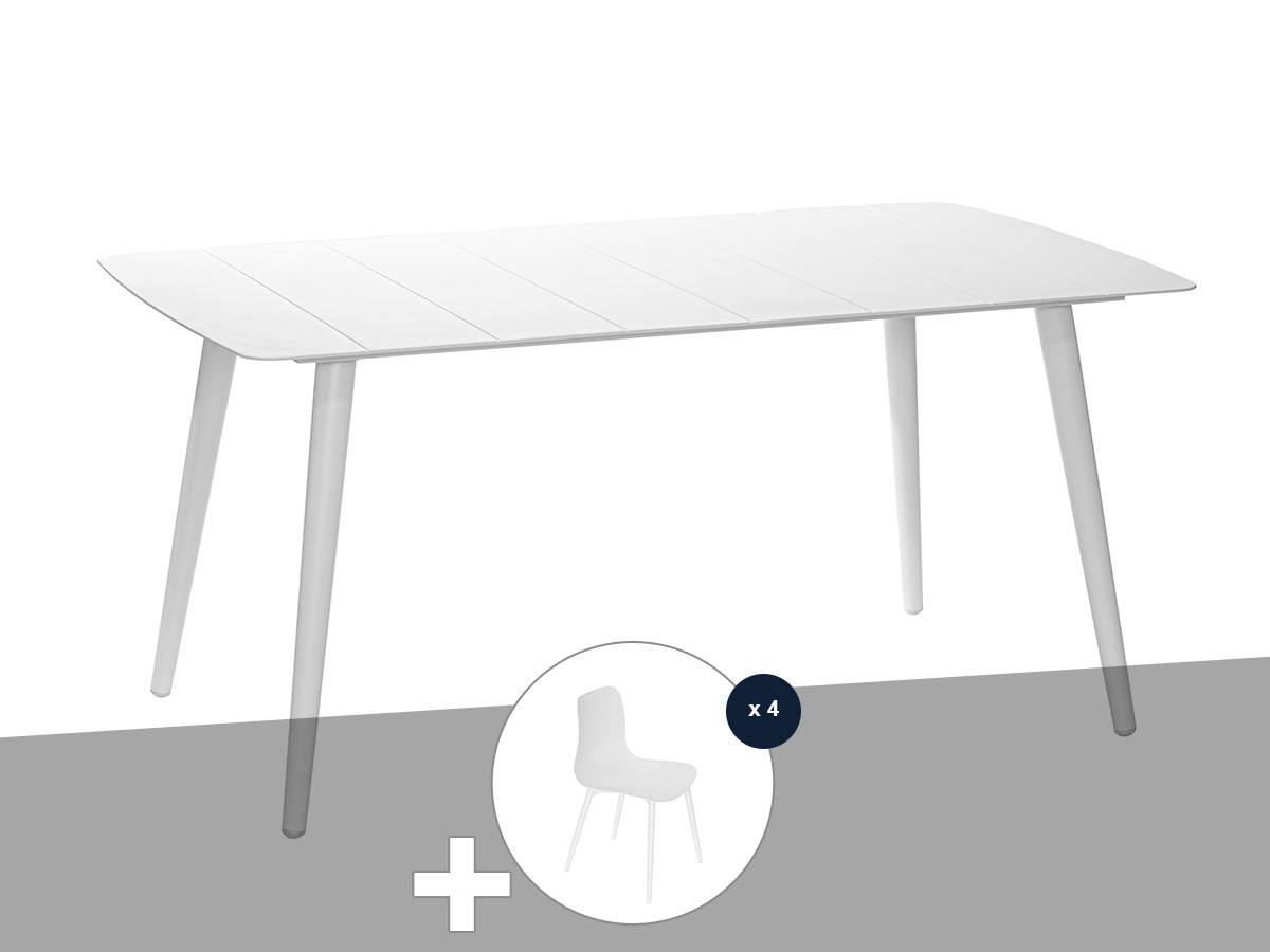 Table de jardin rectangulaire en aluminium blanc Corfou avec 4 chaises Corfou - 4 places - Jardiline - Imagen 1