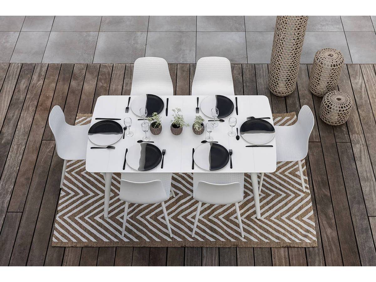 Table de jardin rectangulaire en aluminium blanc Corfou avec 4 chaises Corfou - 4 places - Jardiline - Imagen 2
