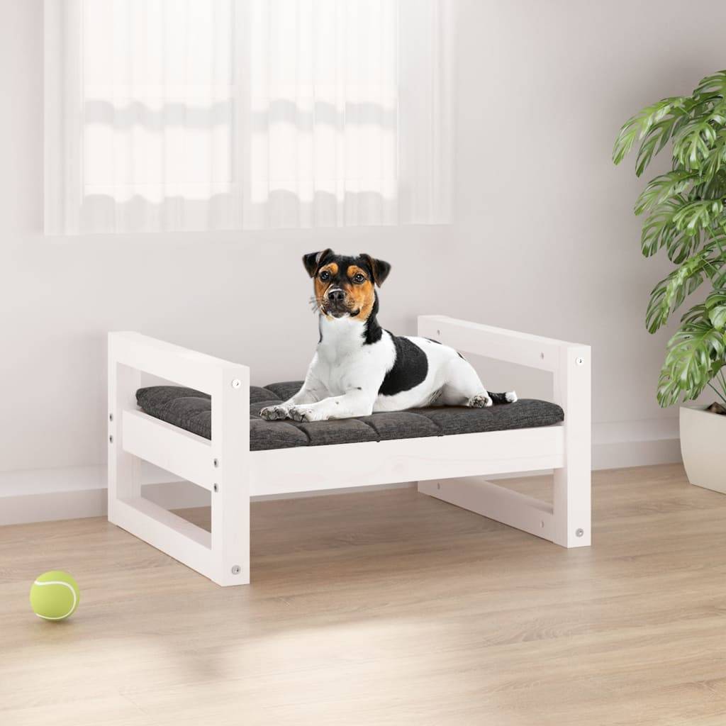 Vidaxl - Lit pour chien Blanc 55,5x45,5x28 cm Bois de pin solide vidaXL 821468 - Imagen 1