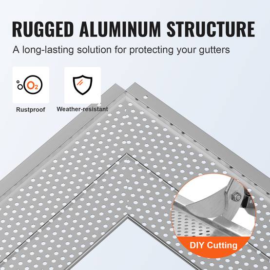 Vevor - VEVOR Grille protection gouttière 127 mm, alu, 13 pièces, longueur totale 15,9 m. Anti-feuilles, trou 4 mm. - Image 4