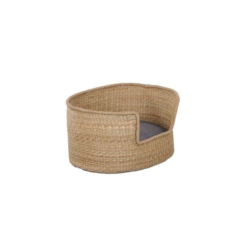 Beau Rivage - Panier ovale ATLAS pour chien et chat en jonc de mer coussin gris Beau Rivage - Imagen 3