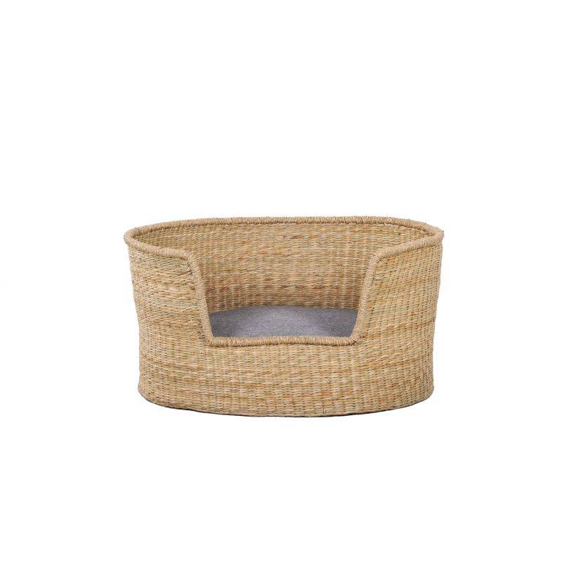 Beau Rivage - Panier ovale ATLAS pour chien et chat en jonc de mer coussin gris Beau Rivage - Imagen 1