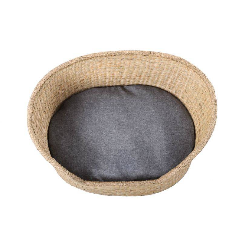Beau Rivage - Panier ovale ATLAS pour chien et chat en jonc de mer coussin gris Beau Rivage - Imagen 4