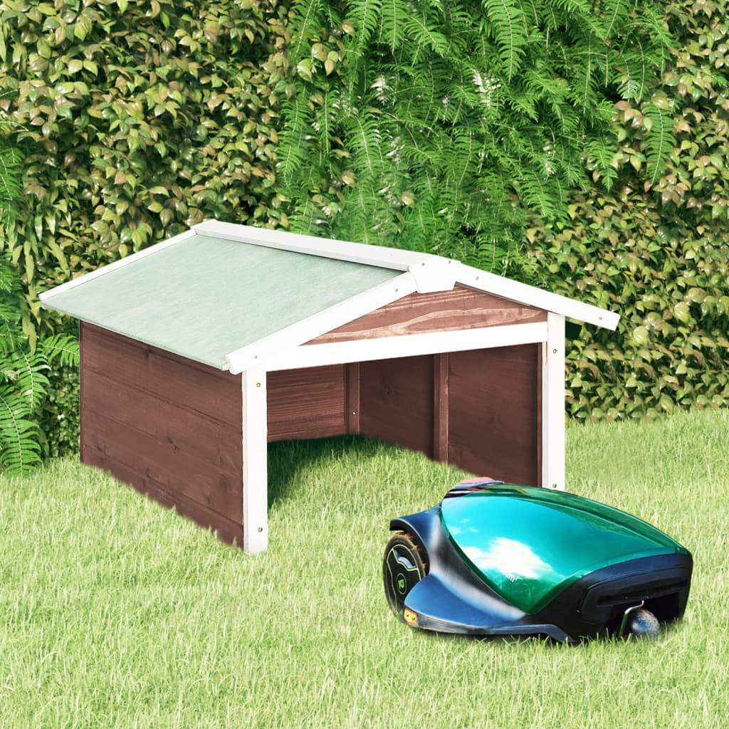 PANGIVO - Garage de tondeuse à gazon bois de sapin moka et blanc 72 x 87 x 50 cm - PANGIVO - Image 1