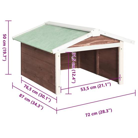 PANGIVO - Garage de tondeuse à gazon bois de sapin moka et blanc 72 x 87 x 50 cm - PANGIVO - Image 9