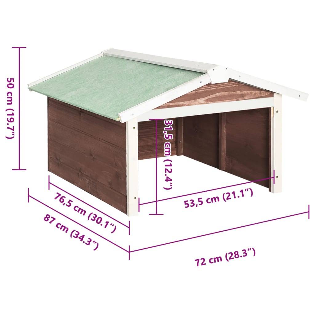 PANGIVO - Garage de tondeuse à gazon bois de sapin moka et blanc 72 x 87 x 50 cm - PANGIVO - Image 9