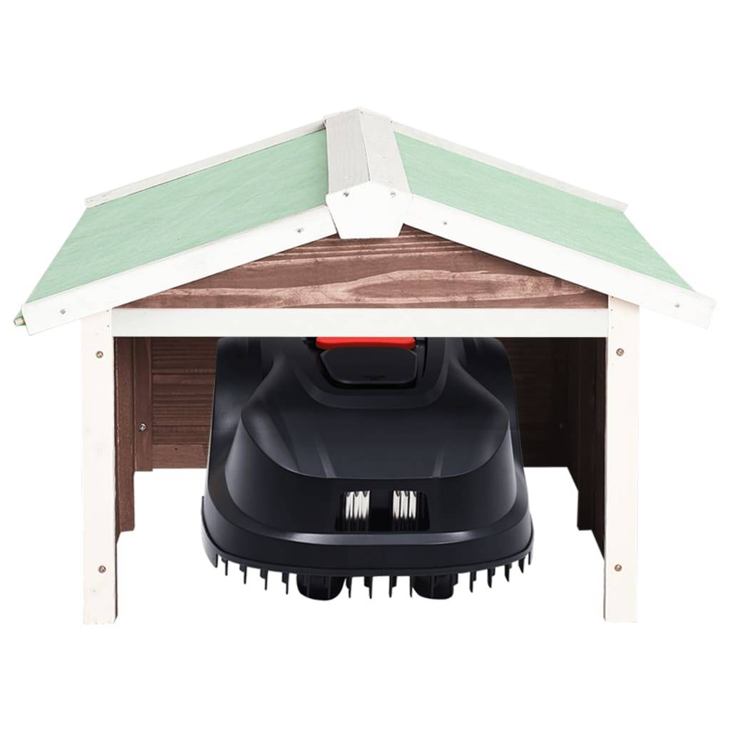 PANGIVO - Garage de tondeuse à gazon bois de sapin moka et blanc 72 x 87 x 50 cm - PANGIVO - Image 3