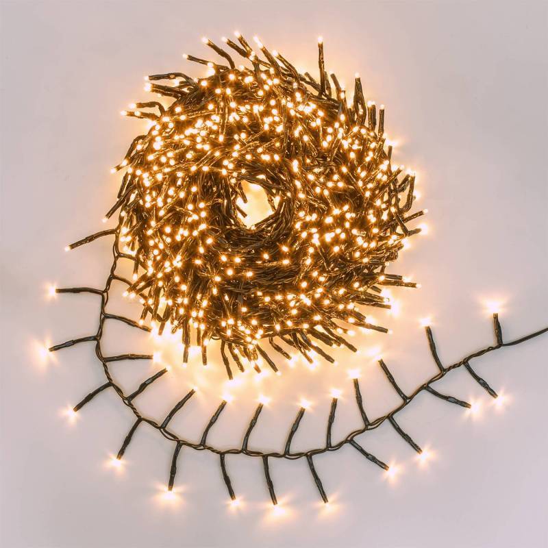 Lotti - Guirlande Min BOA cluster 20m 1000 LED blanc chaud lumière fixe+7 vitesses IP44 - Image 1