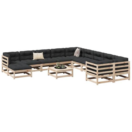 Salon de Jardin Modulaire 12 Pièces en Bois de Pin Massif Brut à Personnaliser Extérieur – ComfortXL Outdoor Living - Image 1