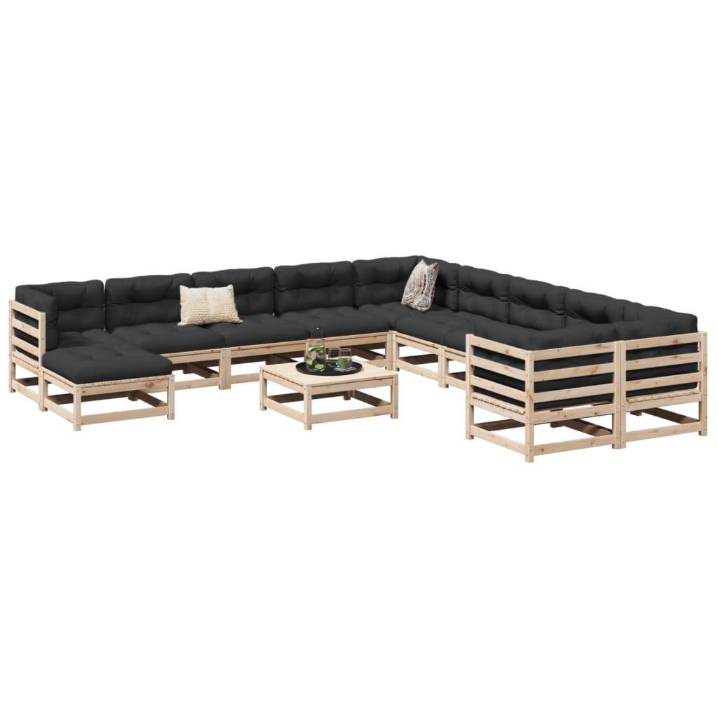 Salon de Jardin Modulaire 12 Pièces en Bois de Pin Massif Brut à Personnaliser Extérieur – ComfortXL Outdoor Living - Image 1