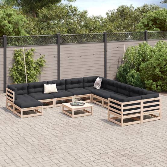 Salon de Jardin Modulaire 12 Pièces en Bois de Pin Massif Brut à Personnaliser Extérieur – ComfortXL Outdoor Living - Image 3