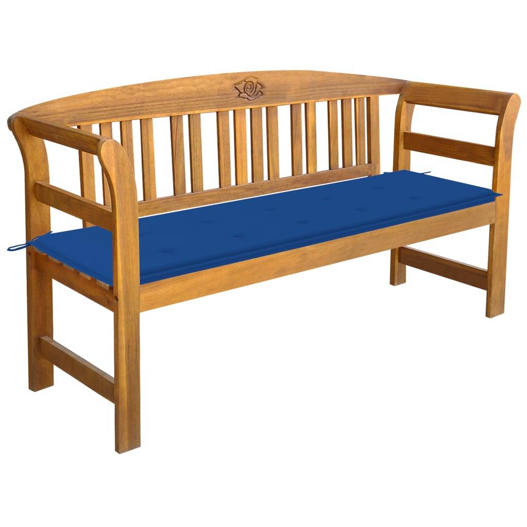 Helloshop26 - Banc de jardin meuble de patio d'extérieur terrasse avec coussin 157 cm bois d'acacia massif - Imagen 1