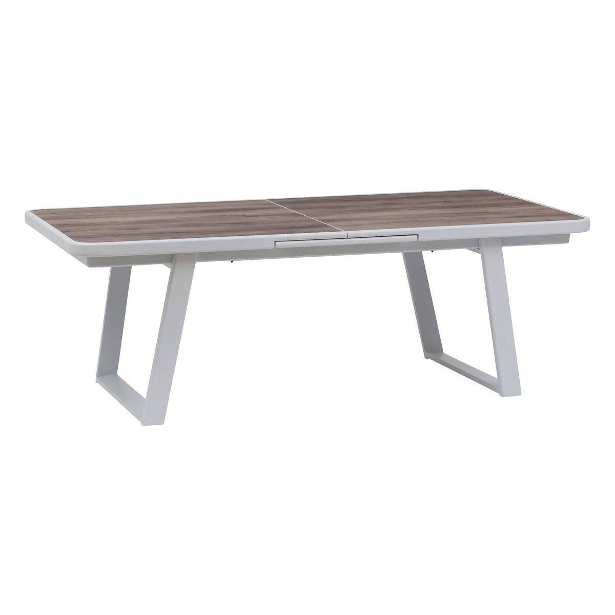 Hesperide - Table de jardin extensible "Unisson" pécan & blanc 10 places en aluminium traité époxy Hespéride - Imagen 2