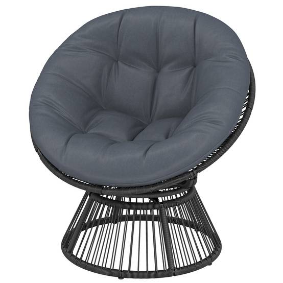 Fauteuil papasan rotatif résine tressée gris 93 x 81 x 87 cm - PANGIVO - Image 2