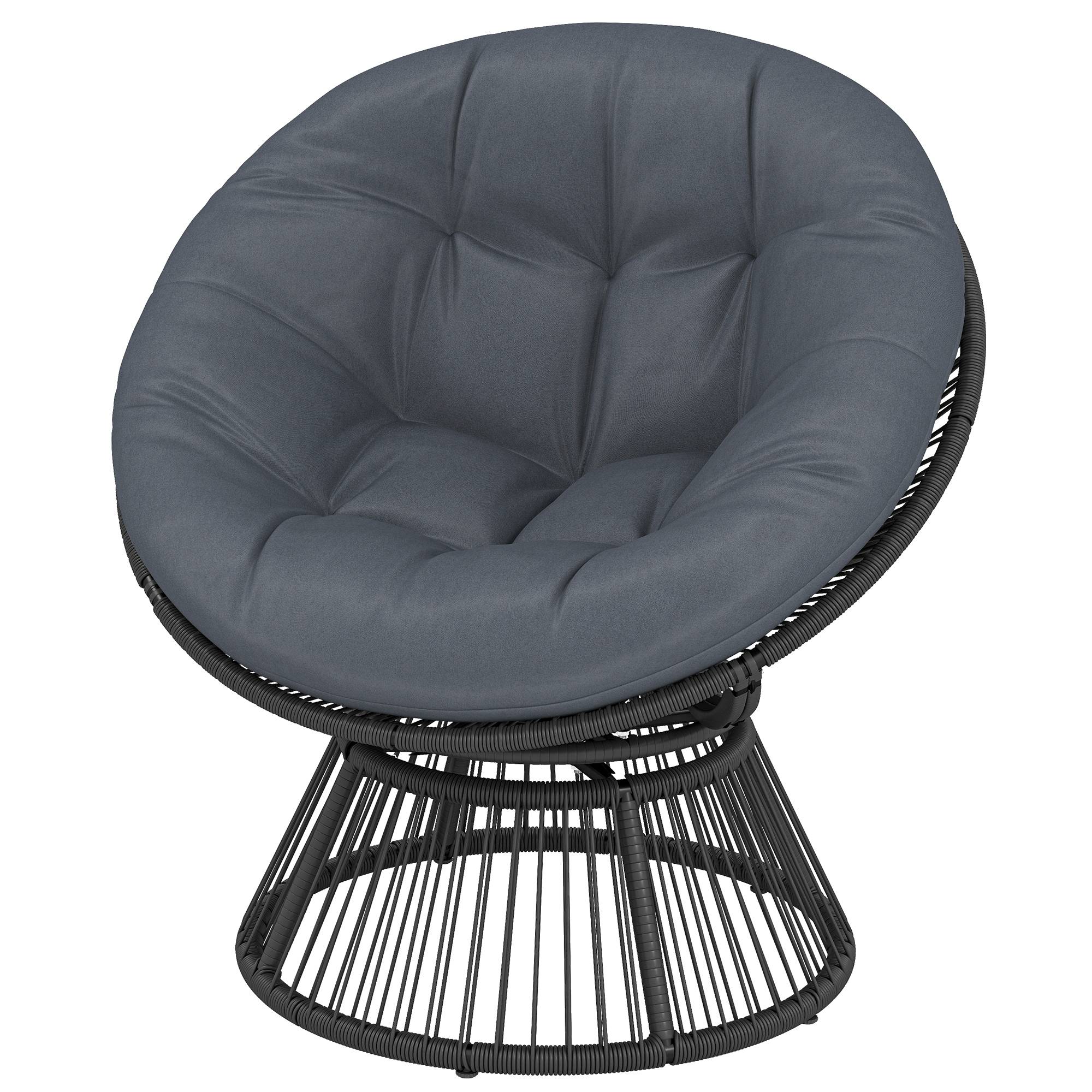 Fauteuil papasan rotatif résine tressée gris 93 x 81 x 87 cm - PANGIVO - Image 2