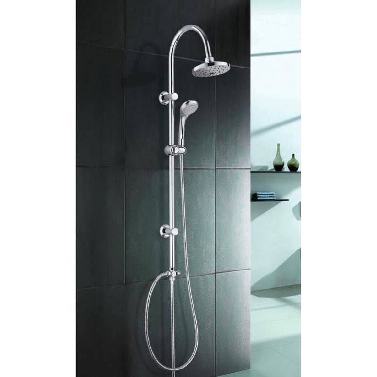 Colonne de douche Sonora 2 chromée à 3 jets avec douchette, tête 150 mm - Édouard Rousseau - Image 2