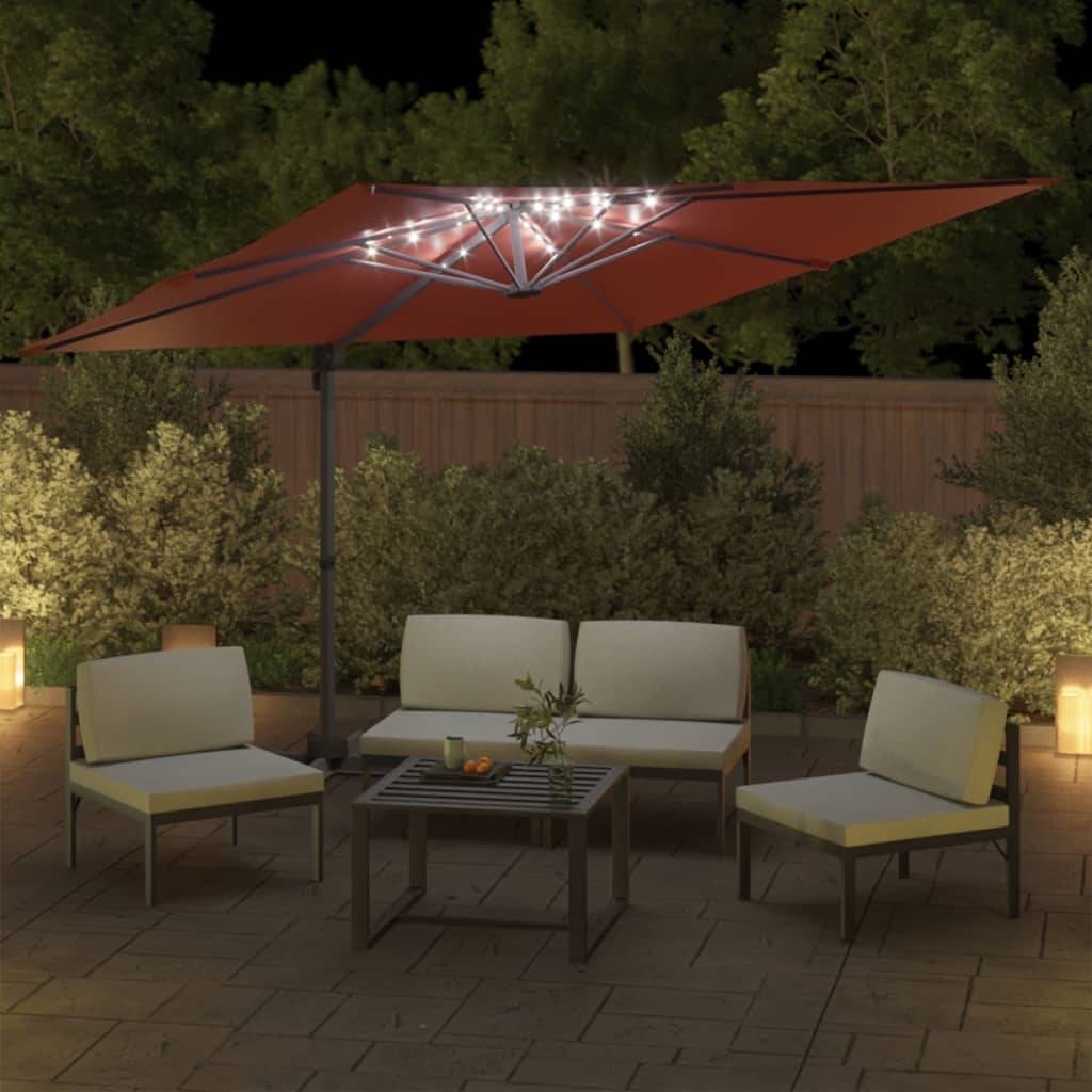 Helloshop26 - Parasol meuble de jardin cantilever à led 400 x 300 cm orange - Imagen 4