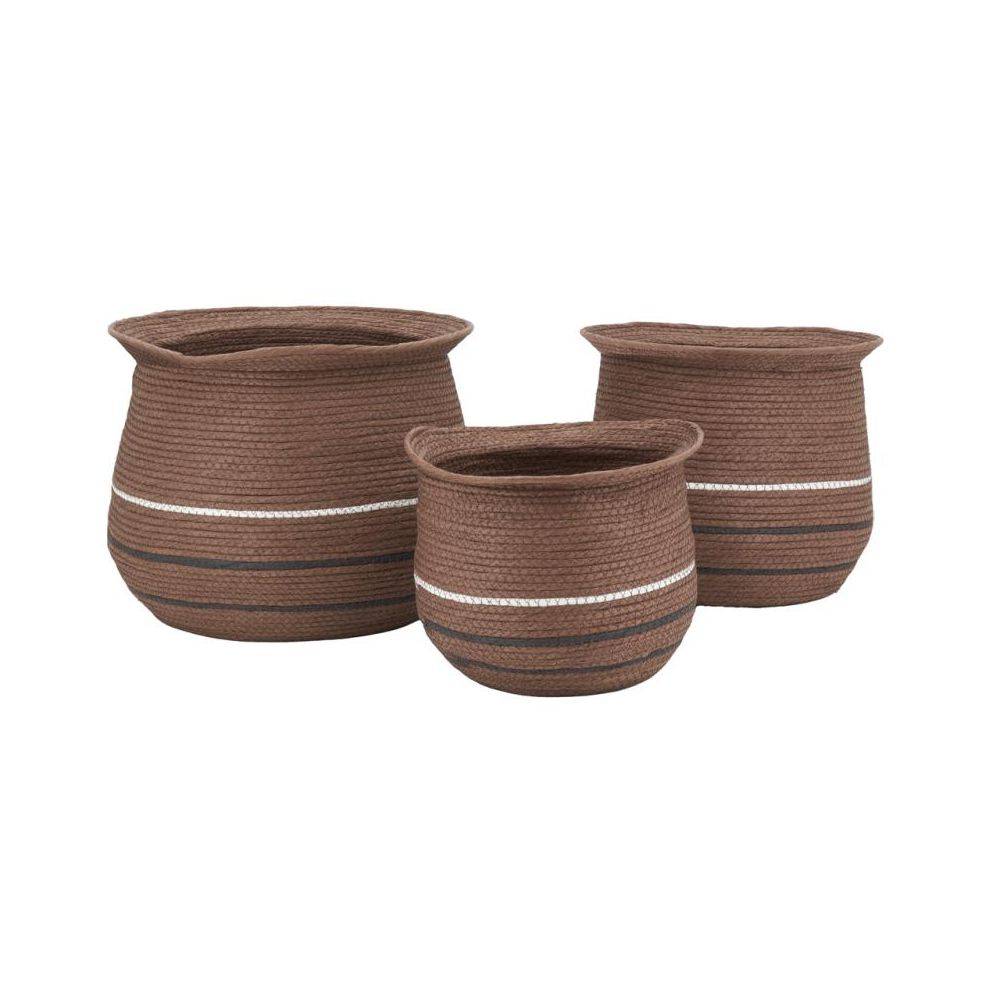 Aubry Gaspard - Cache-pots en jonc marron (lot de 3) - Imagen 2