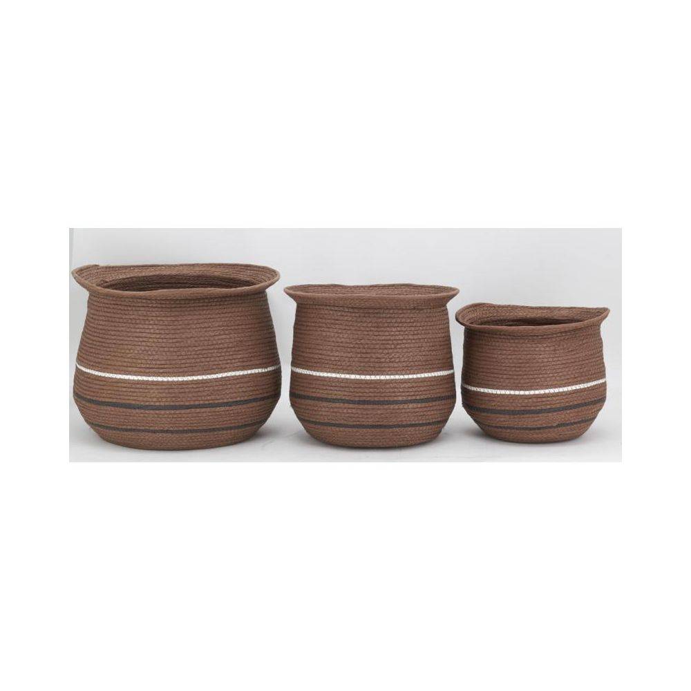 Aubry Gaspard - Cache-pots en jonc marron (lot de 3) - Imagen 4