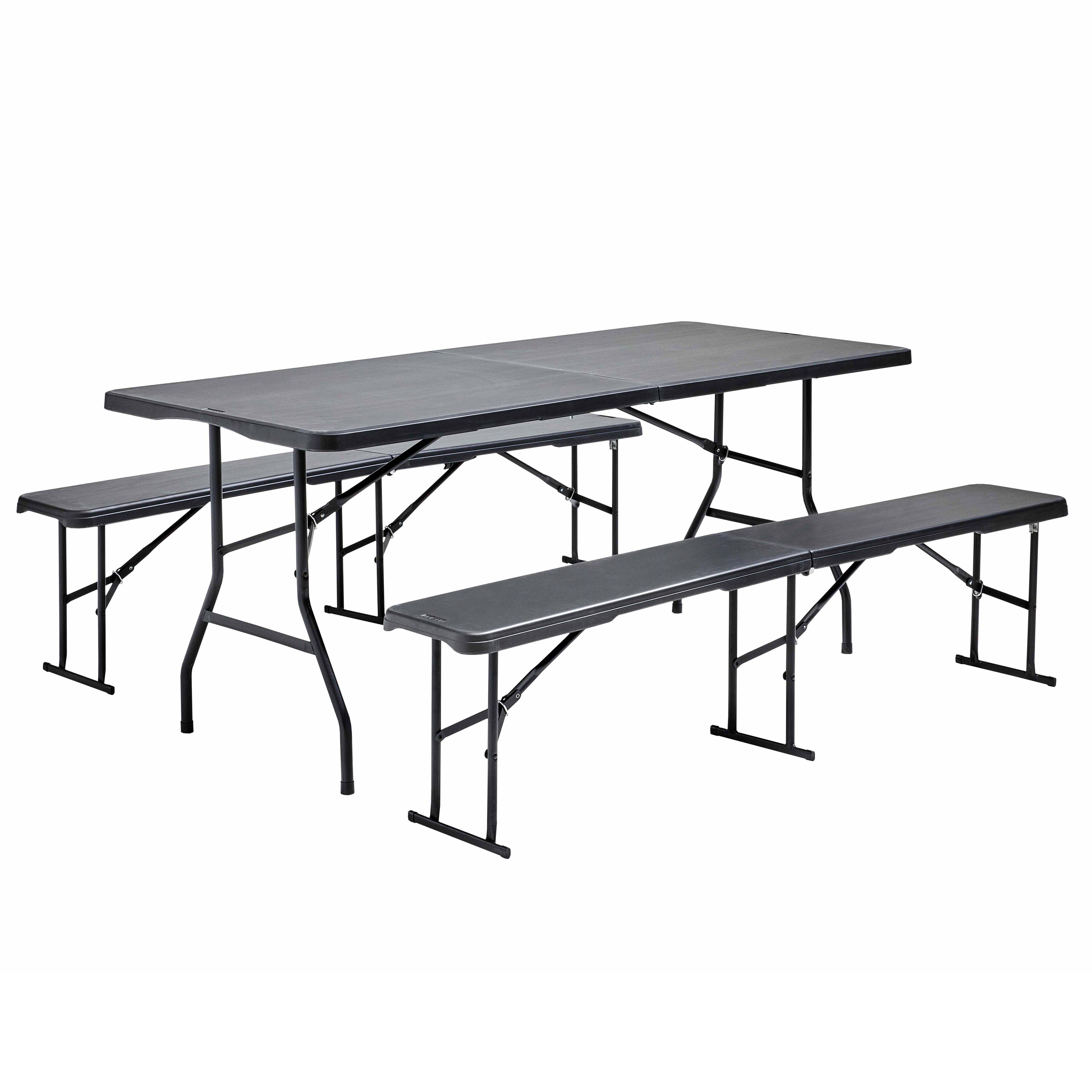 Oviala - Ensemble table et 2 bancs pliants en PEHD Rekkem - Oviala - Image 1