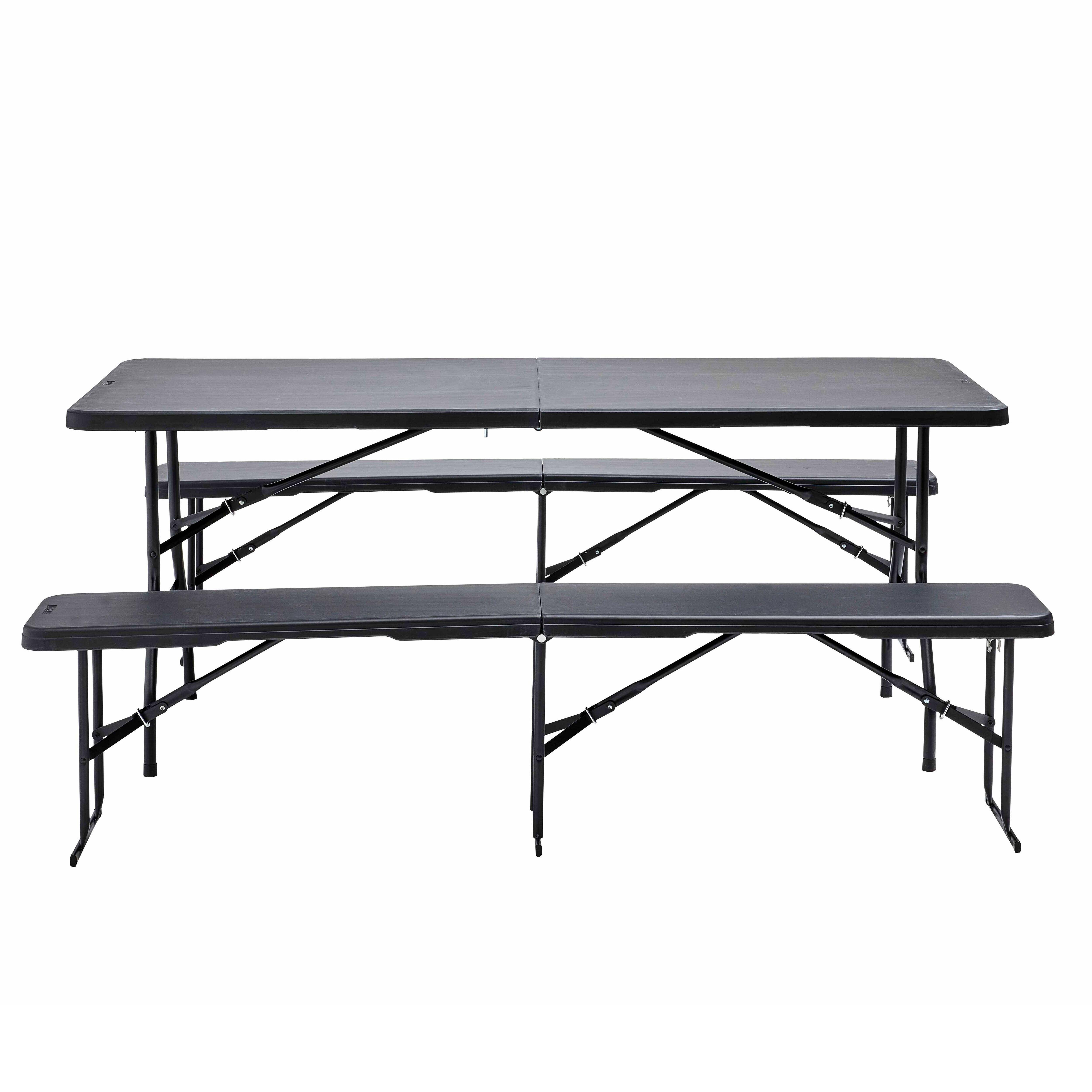 Oviala - Ensemble table et 2 bancs pliants en PEHD Rekkem - Oviala - Image 2