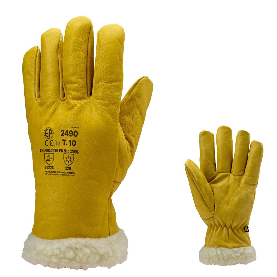 Gant américain ISLANDE EUROTECHNIQUE thermique fourré cuir jaune T10 - COVERGUARD - 2490 - Image 1