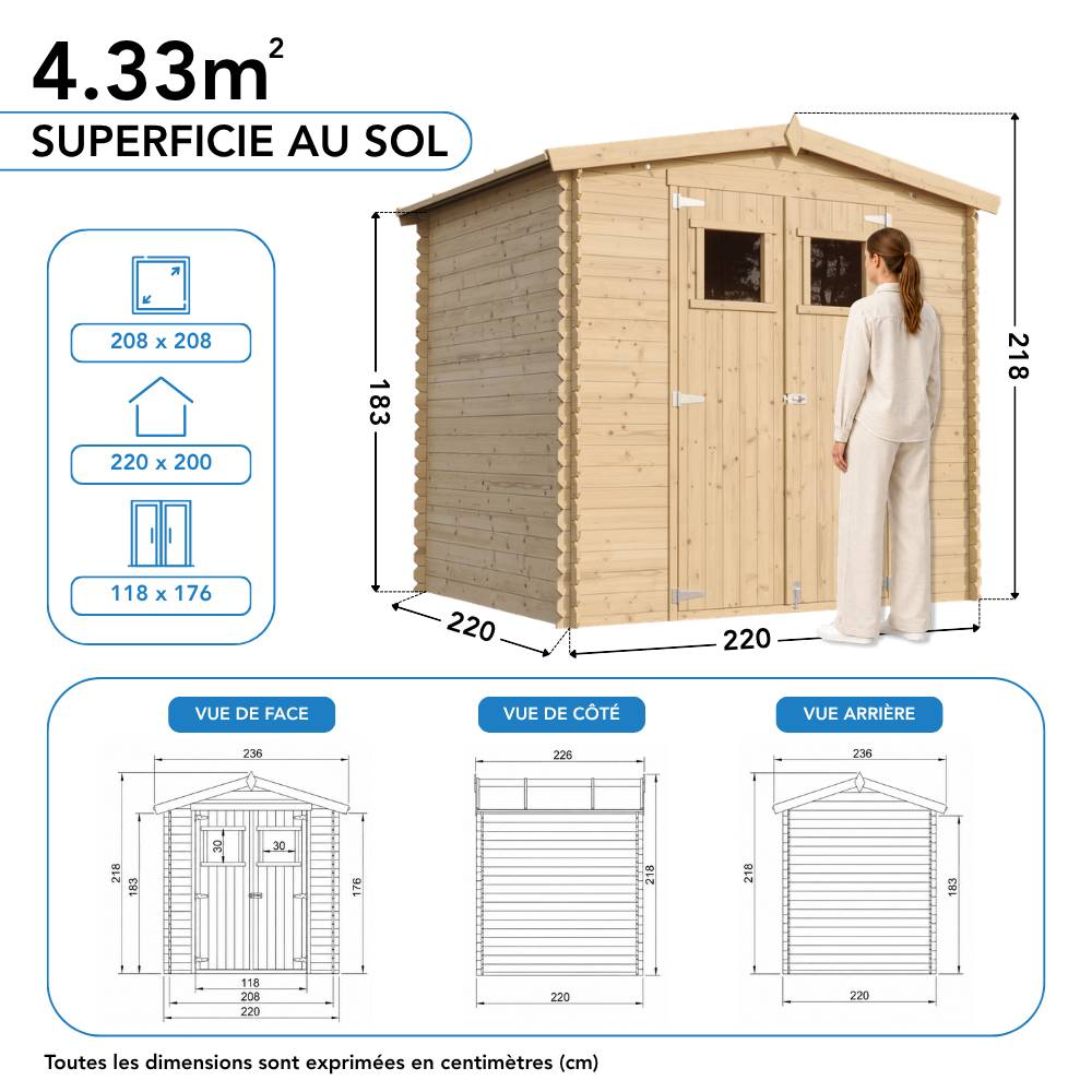 Timbela - Abri de jardin en bois avec plancher - M369+M369G - Timbela - Imagen 8