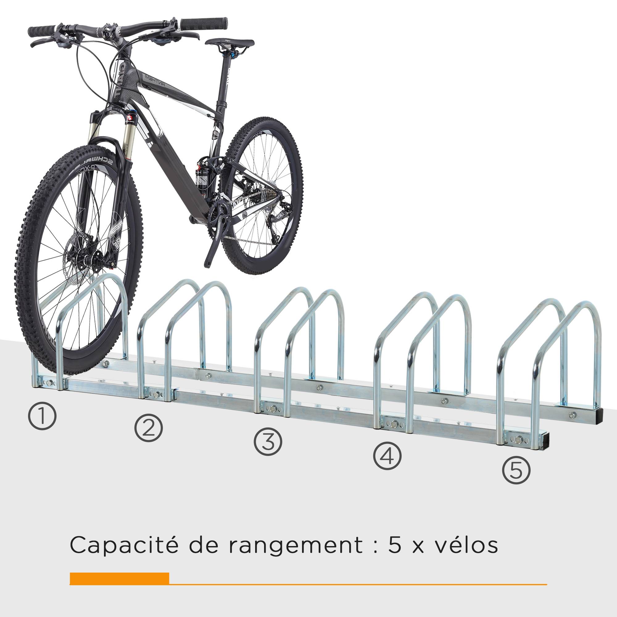 Râtelier pour 5 vélos acier argent 145 x 33 x 27 cm - PANGIVO - Image 6