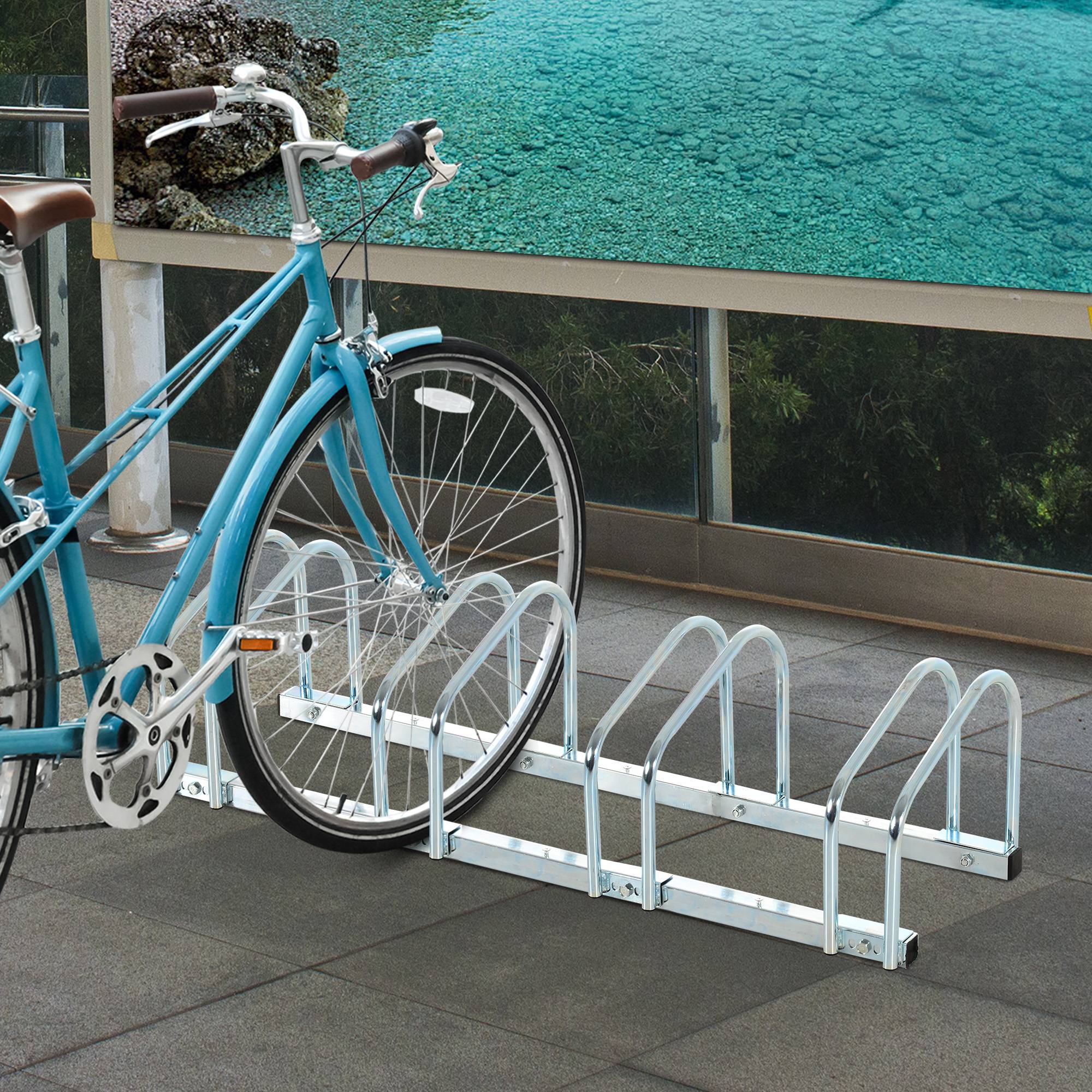 Râtelier pour 5 vélos acier argent 145 x 33 x 27 cm - PANGIVO - Image 3