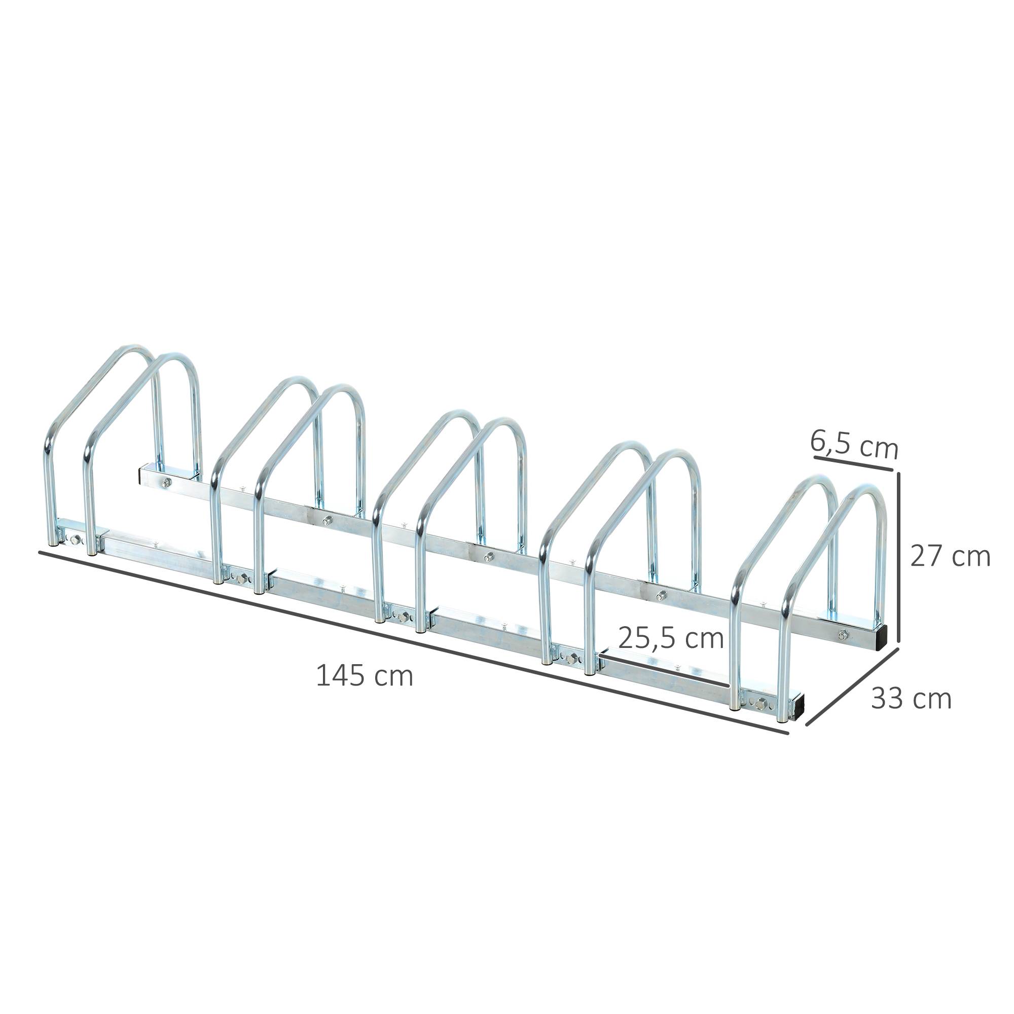 Râtelier pour 5 vélos acier argent 145 x 33 x 27 cm - PANGIVO - Image 5