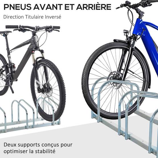 Râtelier pour 5 vélos acier argent 145 x 33 x 27 cm - PANGIVO - Image 8