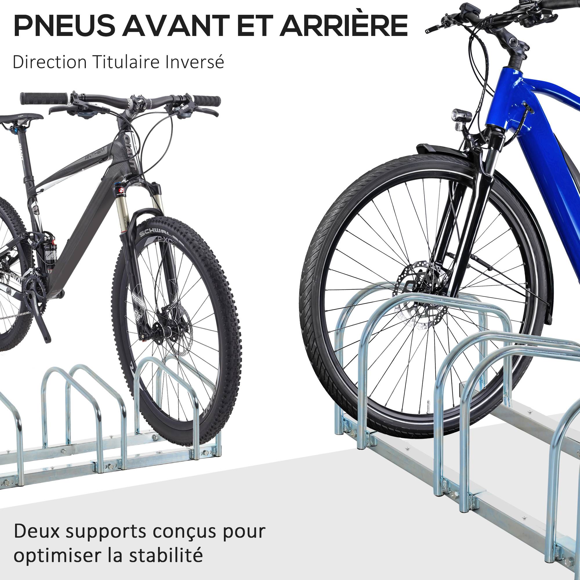 Râtelier pour 5 vélos acier argent 145 x 33 x 27 cm - PANGIVO - Image 8