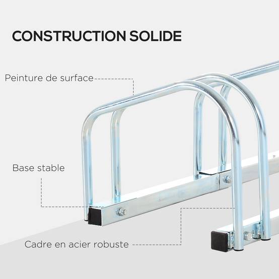 Râtelier pour 5 vélos acier argent 145 x 33 x 27 cm - PANGIVO - Image 10
