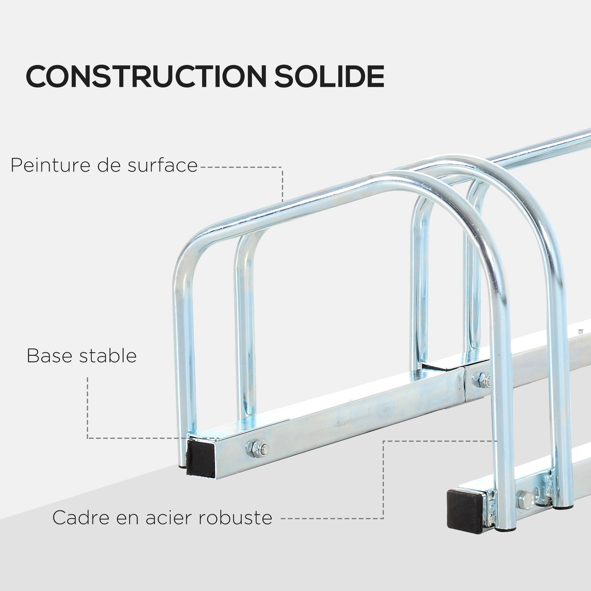 Râtelier pour 5 vélos acier argent 145 x 33 x 27 cm - PANGIVO - Image 10