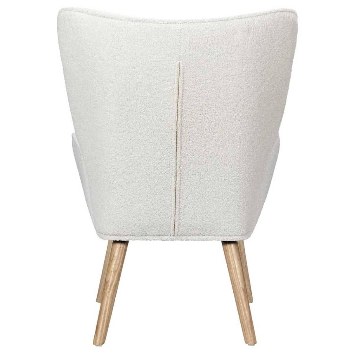 ALTOBUY - Fauteuil de salon en tissu bouclette blanc pieds en bois d'hévéa - REGINA - Image 3